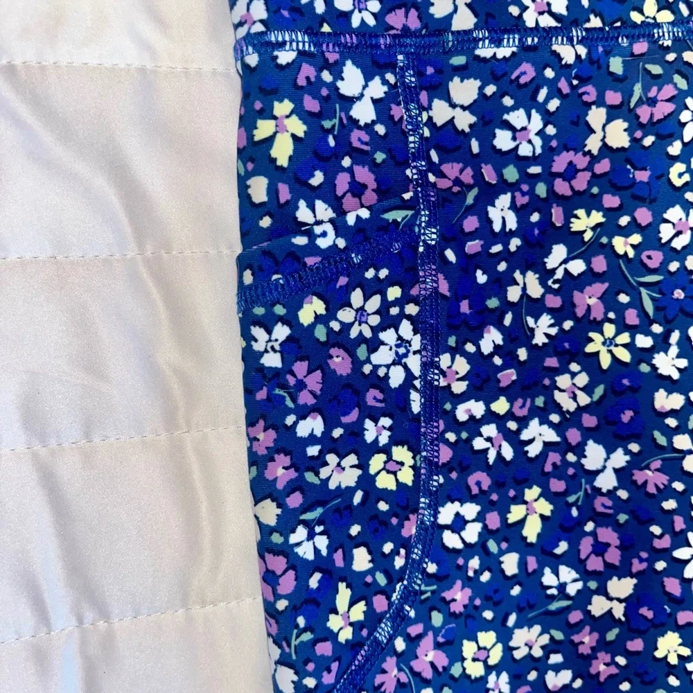 Old Navy Blue and Purple Floral Tank and Leggings Active Set EUC
